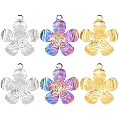 1 Piece 304 Stainless Steel Flower Pendant