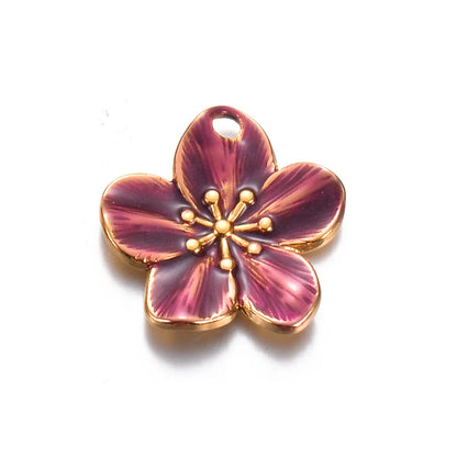 1 Piece 304 Stainless Steel Flower Pendant