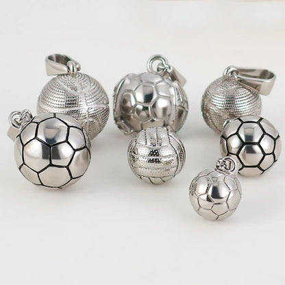 1 Piece 304 Stainless Steel Geometric Football Pendant