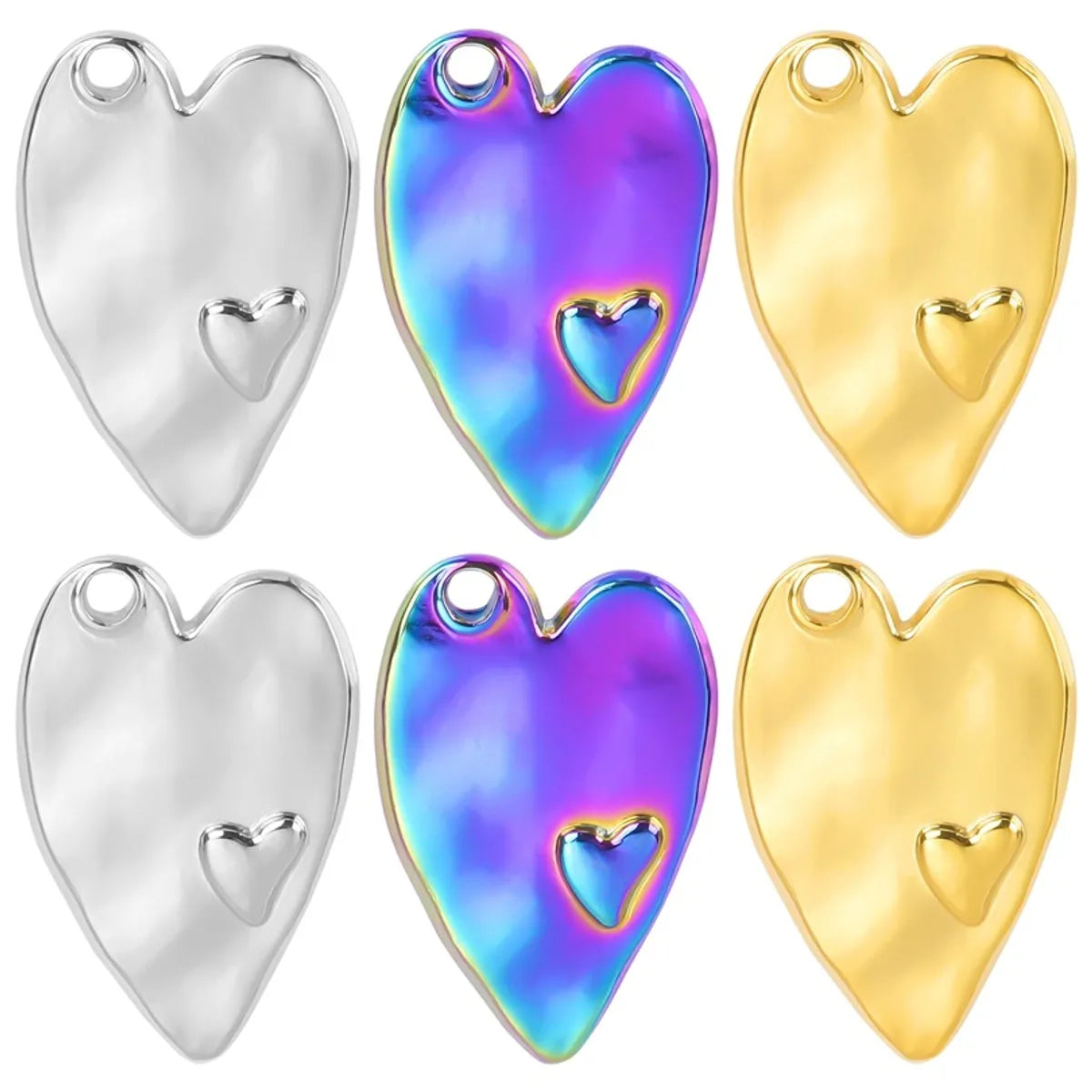 1 Piece 304 Stainless Steel Heart Shape