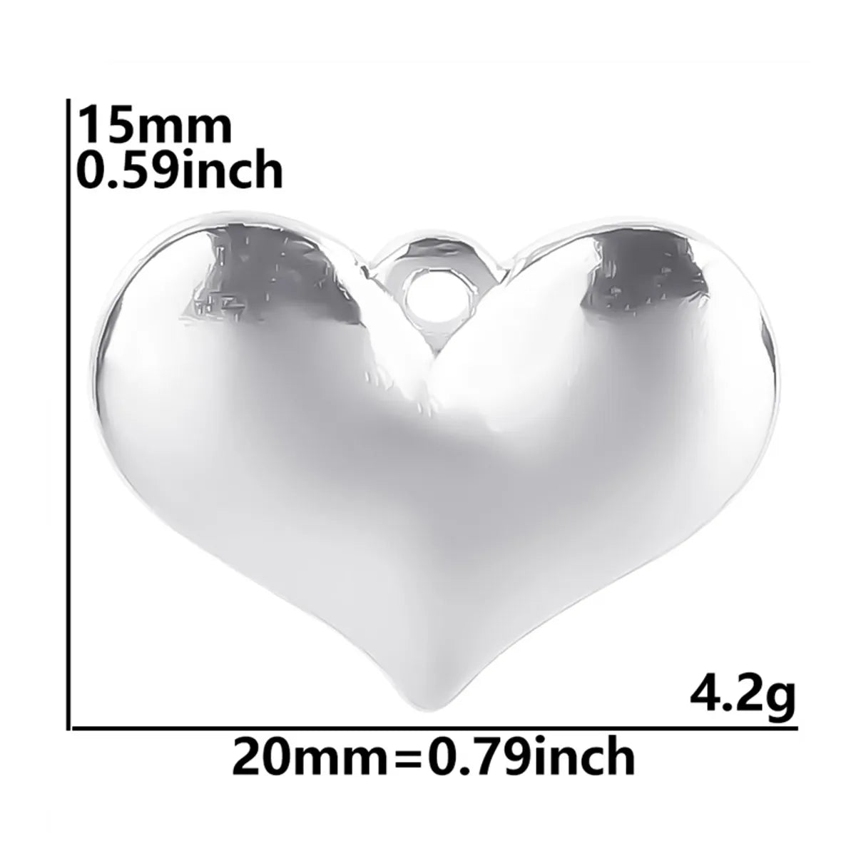 1 Piece 304 Stainless Steel Heart Shape Pendant