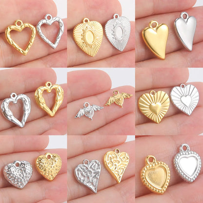 1 Piece 304 Stainless Steel Heart Shape Pendant