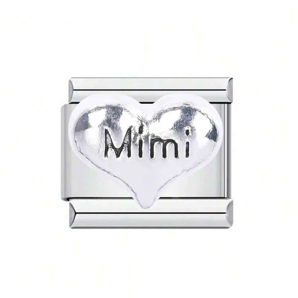 1 Piece 304 Stainless Steel Letter Heart Shape Italian Charms