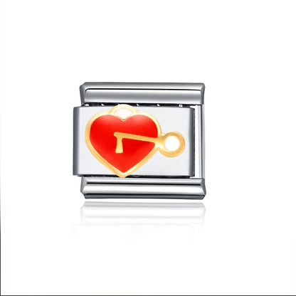 1 Piece 304 Stainless Steel Letter Heart Shape Italian Charms