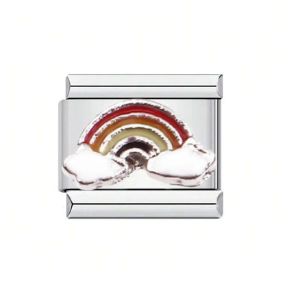 1 Piece 304 Stainless Steel Letter Rainbow Italian Charms