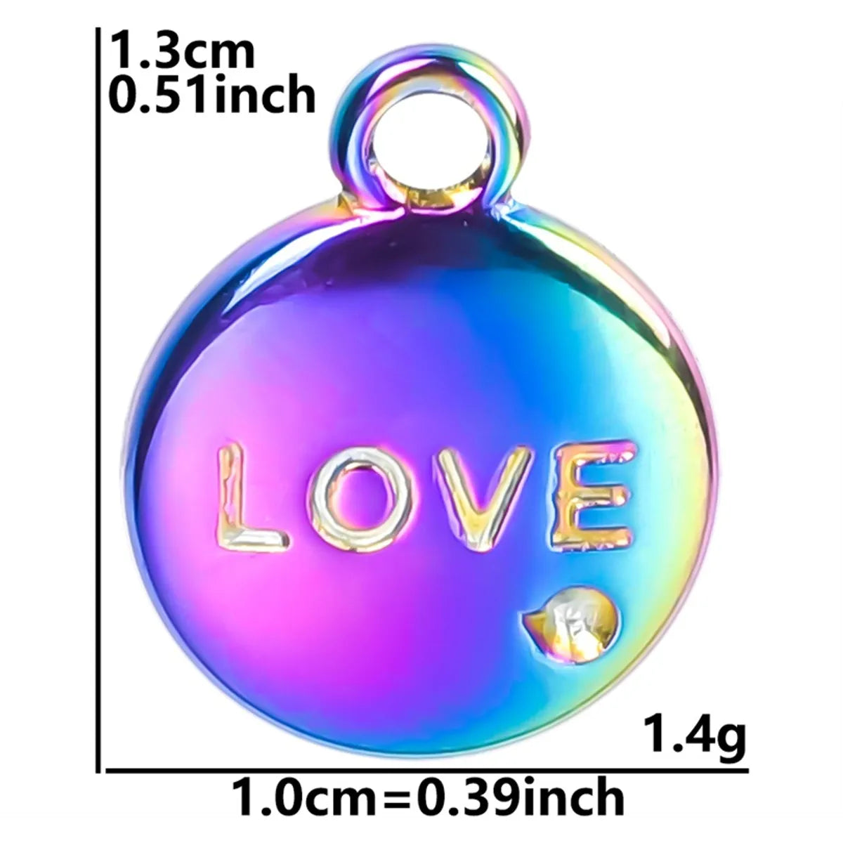 1 Piece 304 Stainless Steel Love Round Pendant