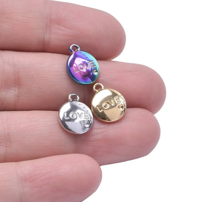 1 Piece 304 Stainless Steel Love Round Pendant