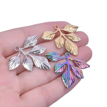 1 Piece 304 Stainless Steel Maple Leaf Pendant