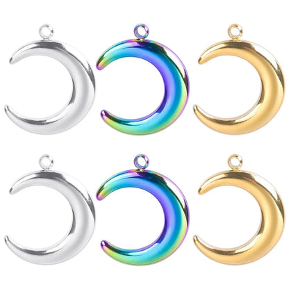 1 Piece 304 Stainless Steel Moon Pendant