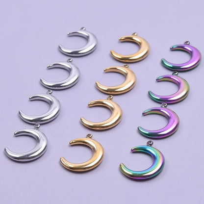 1 Piece 304 Stainless Steel Moon Pendant