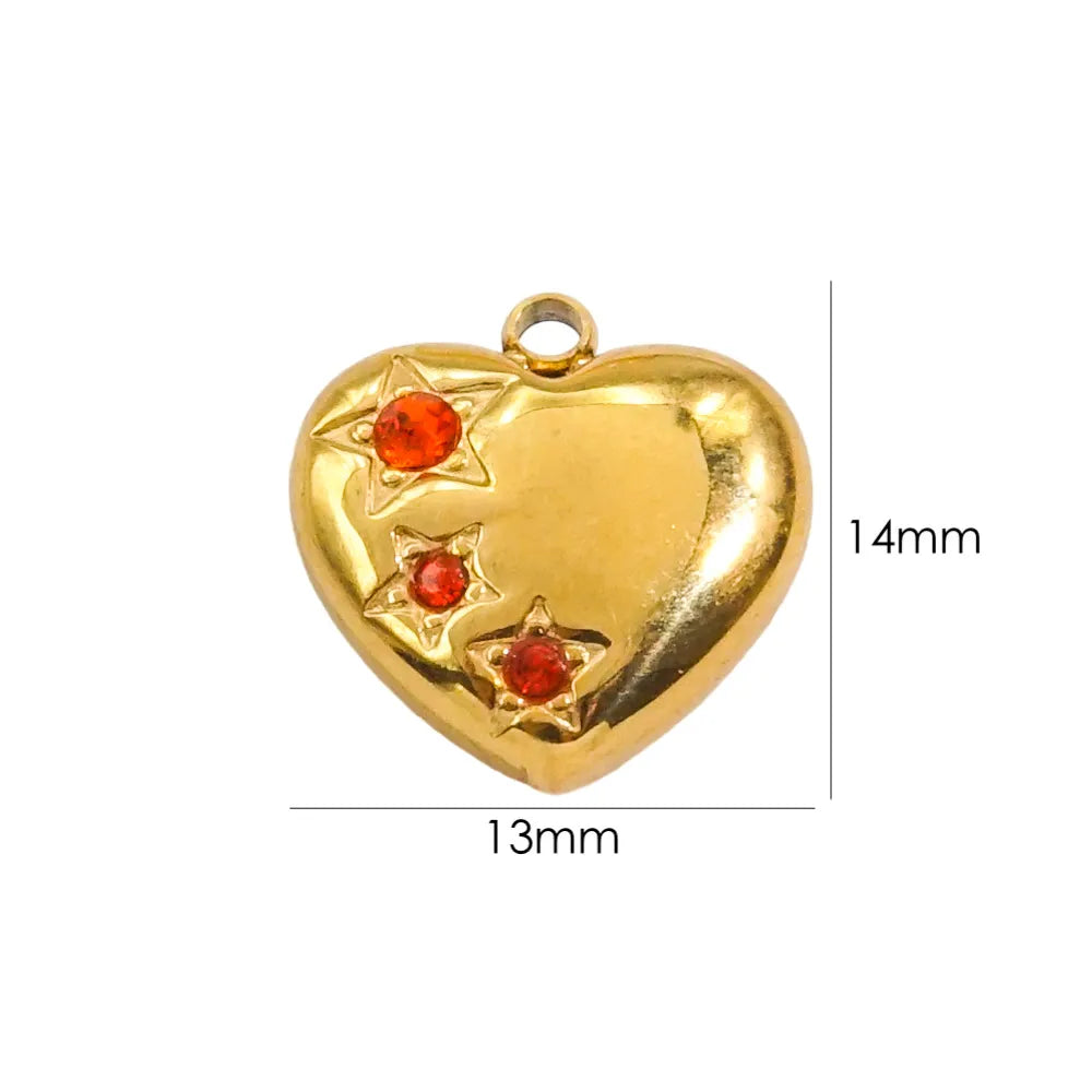 1 Piece 304 Stainless Steel Natural Stone 14K Gold Plated Geometric Heart Shape Life Tree Pendant