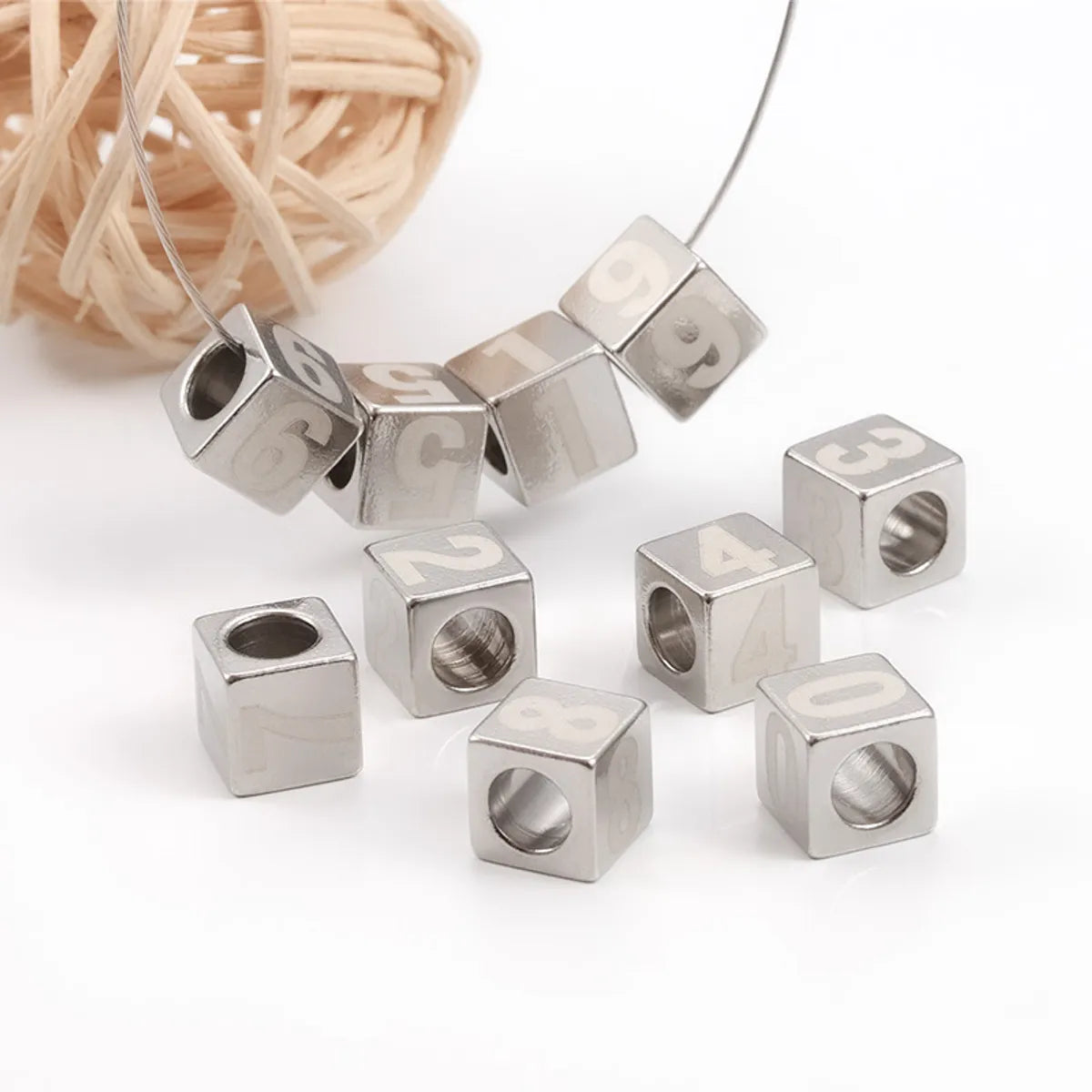 1 Piece 304 Stainless Steel Number Beads