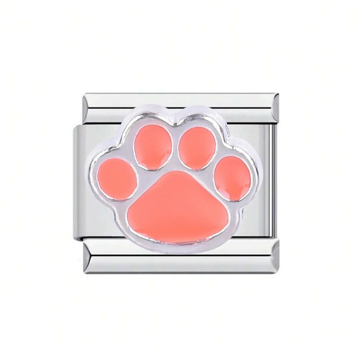 1 Piece 304 Stainless Steel Paw Print Cat Italian Charms