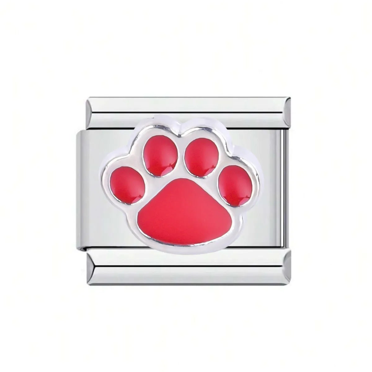 1 Piece 304 Stainless Steel Paw Print Cat Italian Charms