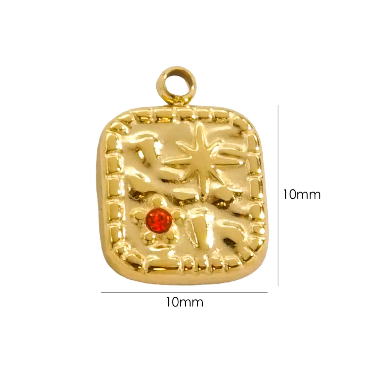 1 Piece 304 Stainless Steel Rhinestones 14K Gold Plated Rectangle Pendant