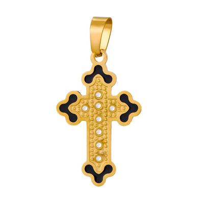 1 Piece 304 Stainless Steel Rhinestones 18K Gold Plated Cross Moon Butterfly Polished Pendant