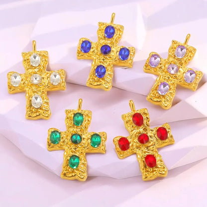 1 Piece 304 Stainless Steel Rhinestones Cross Pendant