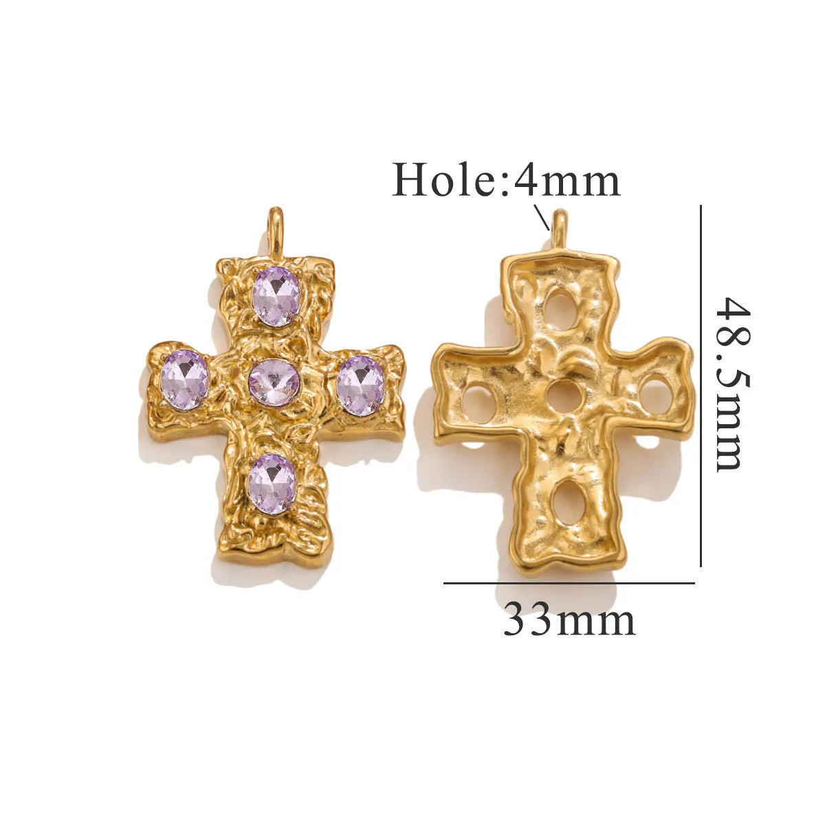 1 Piece 304 Stainless Steel Rhinestones Cross Pendant