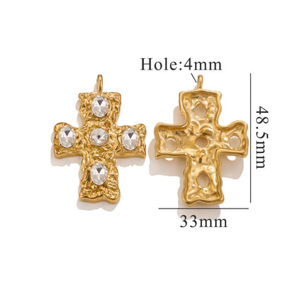 1 Piece 304 Stainless Steel Rhinestones Cross Pendant