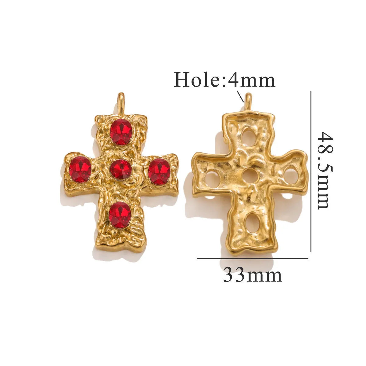 1 Piece 304 Stainless Steel Rhinestones Cross Pendant