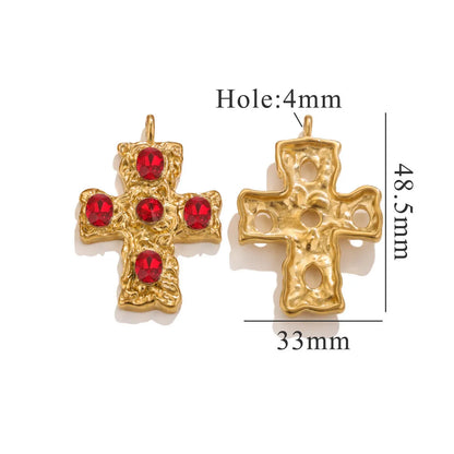 1 Piece 304 Stainless Steel Rhinestones Cross Pendant