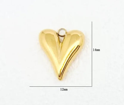 1 Piece 304 Stainless Steel Rhinestones Heart Shape Solid Color Pendant