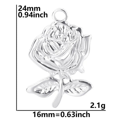 1 Piece 304 Stainless Steel Rose Pendant