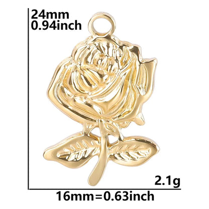 1 Piece 304 Stainless Steel Rose Pendant