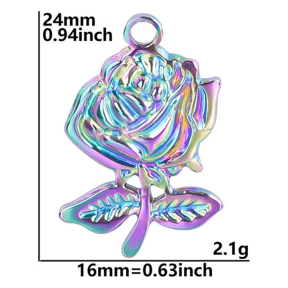 1 Piece 304 Stainless Steel Rose Pendant