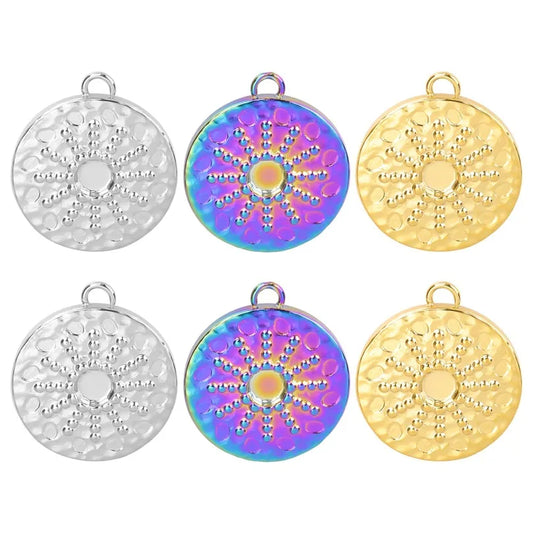 1 Piece 304 Stainless Steel Round Pendant