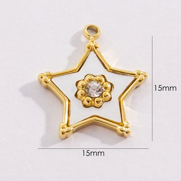 1 Piece 304 Stainless Steel Shell Freshwater Shell 14K Gold Plated Pentagram Heart Shape Flower Pendant