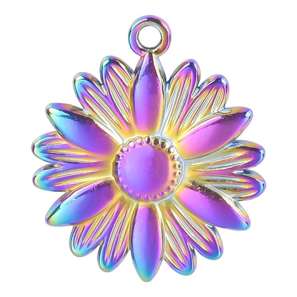 1 Piece 304 Stainless Steel Sunflower Pendant