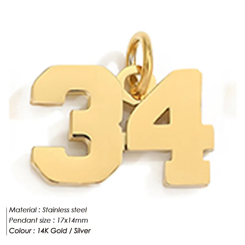 1 Piece 316 Stainless Steel  14K Gold Plated Number Pendant