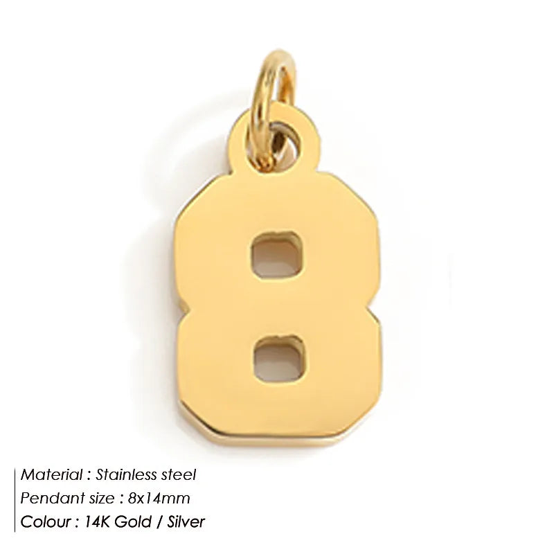 1 Piece 316 Stainless Steel  14K Gold Plated Number Pendant