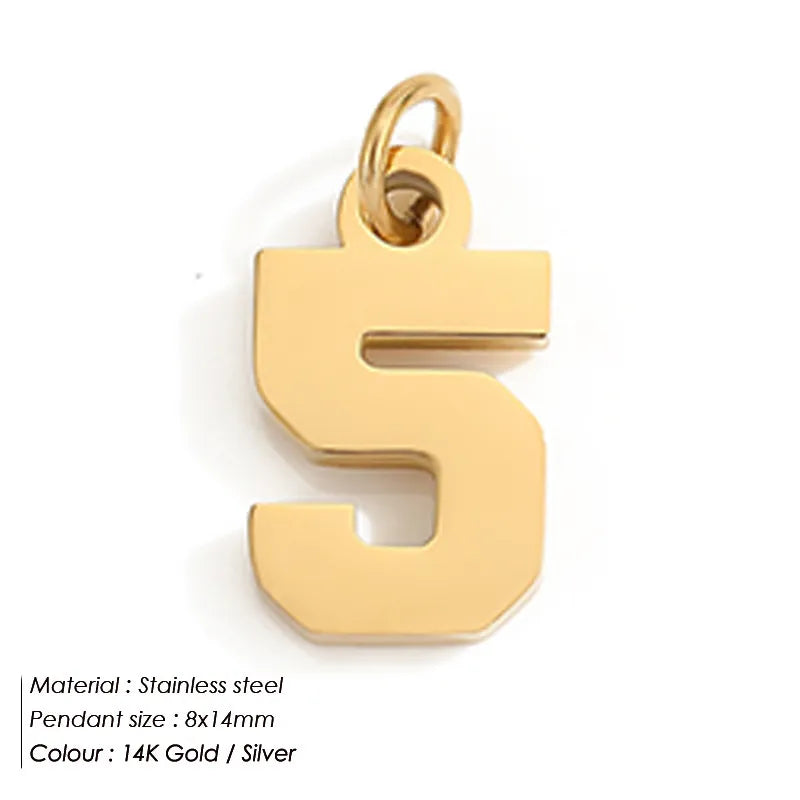 1 Piece 316 Stainless Steel  14K Gold Plated Number Pendant