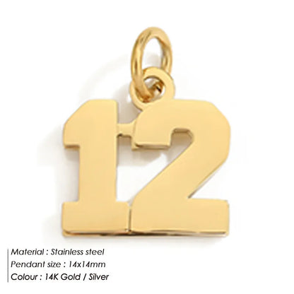 1 Piece 316 Stainless Steel  14K Gold Plated Number Pendant