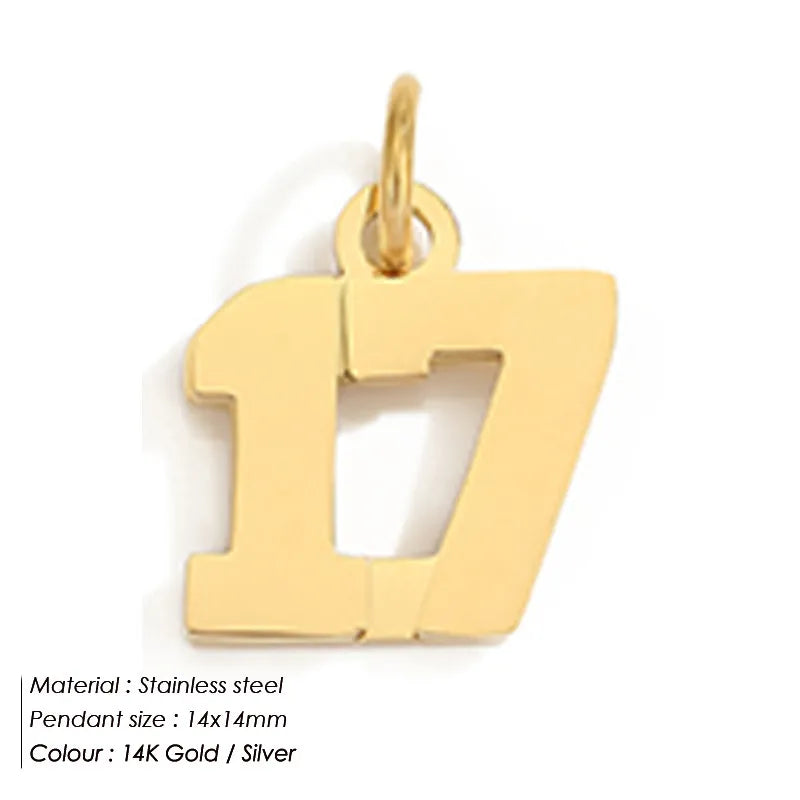 1 Piece 316 Stainless Steel  14K Gold Plated Number Pendant