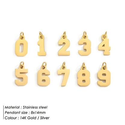 1 Piece 316 Stainless Steel  14K Gold Plated Number Pendant