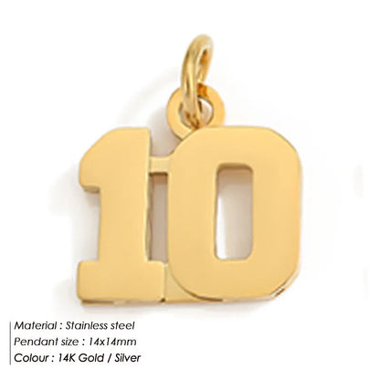 1 Piece 316 Stainless Steel  14K Gold Plated Number Pendant