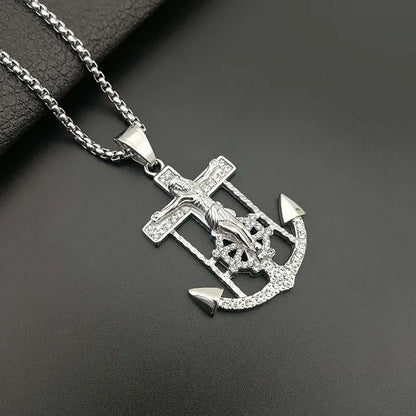 1 Piece 316 Stainless Steel  Cross Anchor Pendant