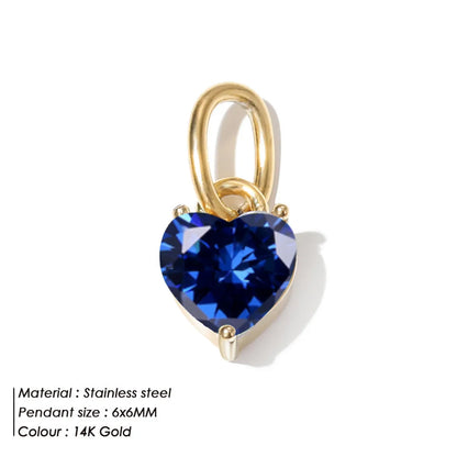 1 Piece 316 Stainless Steel  Zircon 14K Gold Plated Heart Shape Pendant