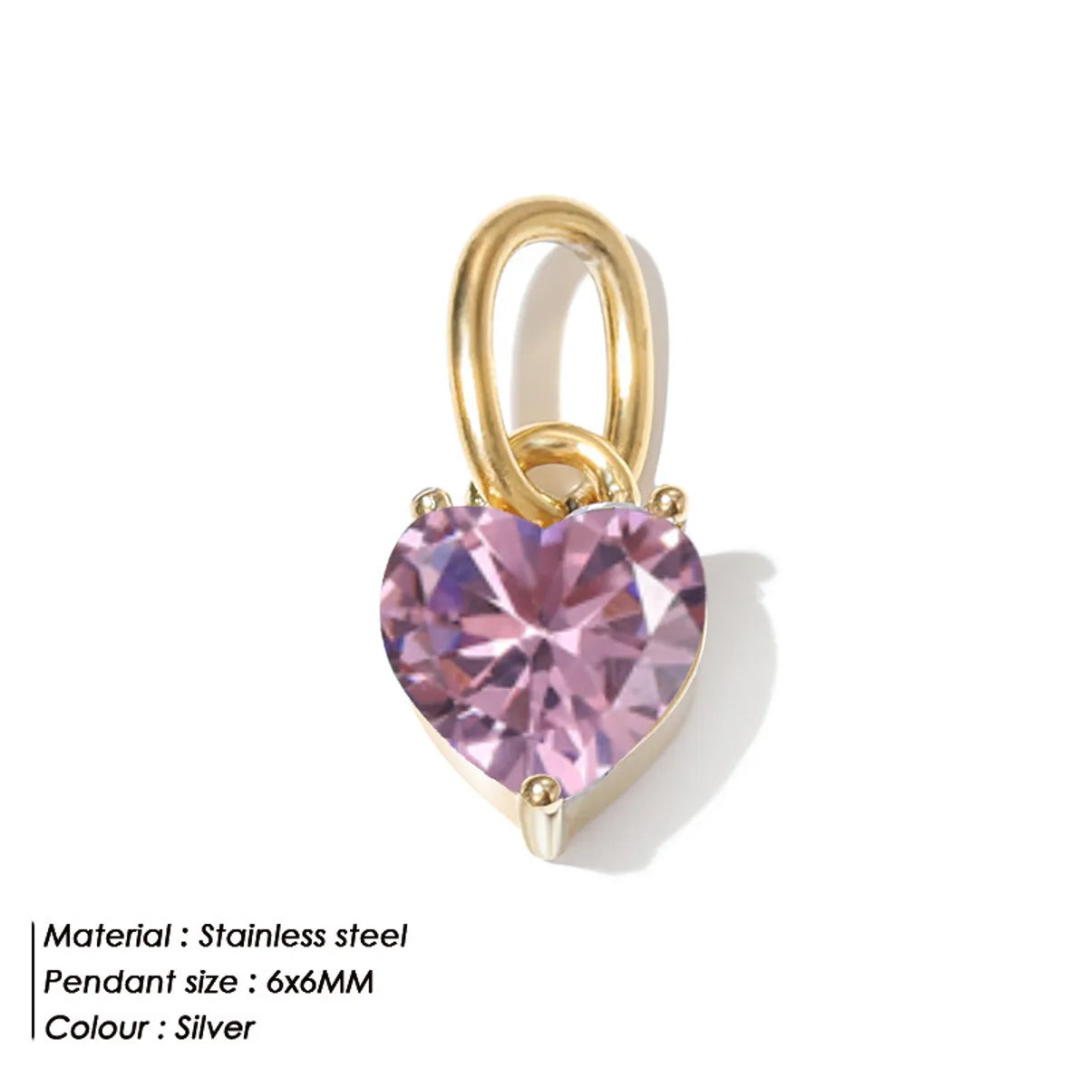 1 Piece 316 Stainless Steel  Zircon 14K Gold Plated Heart Shape Pendant