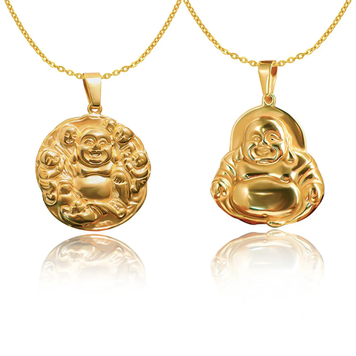 1 Piece 31.5*30mm 45.5*38.6mm 304 Stainless Steel 24K Gold Plated Buddha Printing Pendant