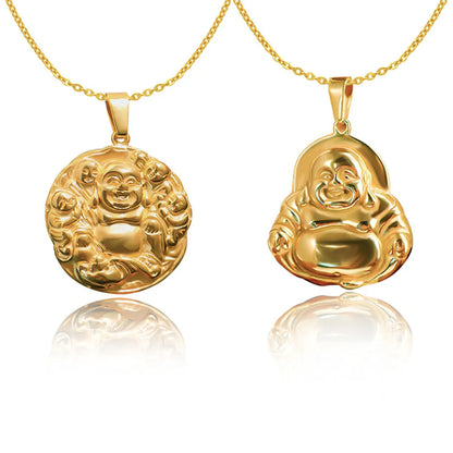 1 Piece 31.5*30mm 45.5*38.6mm 304 Stainless Steel 24K Gold Plated Buddha Printing Pendant