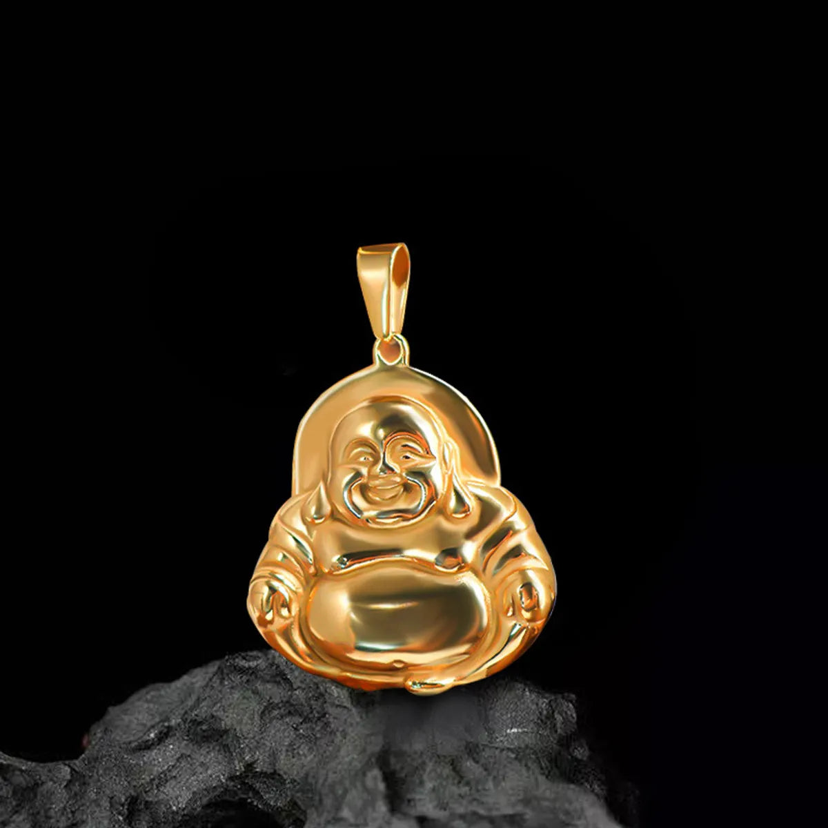 1 Piece 31.5*30mm 45.5*38.6mm 304 Stainless Steel 24K Gold Plated Buddha Printing Pendant