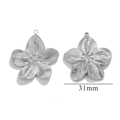 1 Piece 31mm 304 Stainless Steel Flower Pendant