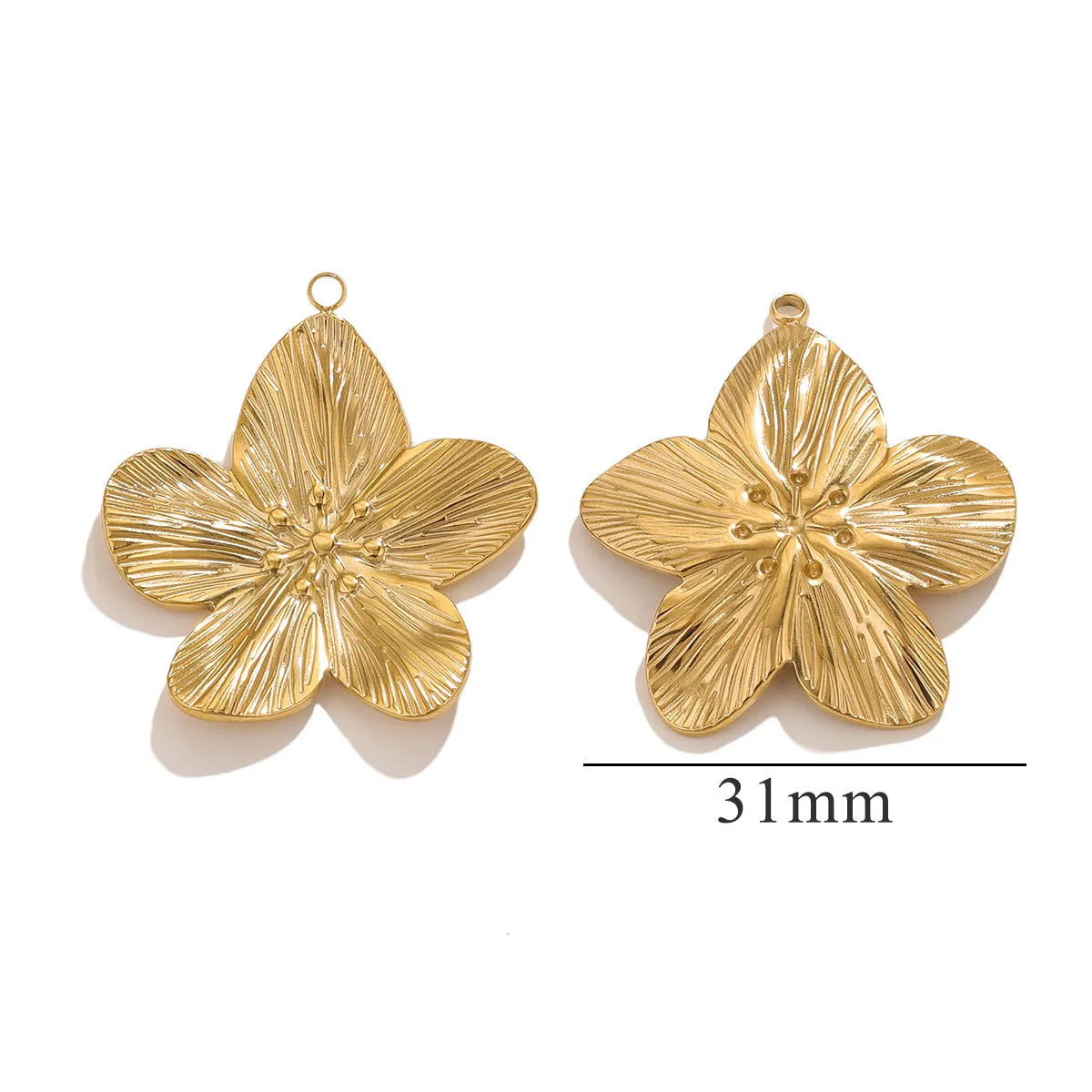 1 Piece 31mm 304 Stainless Steel Flower Pendant