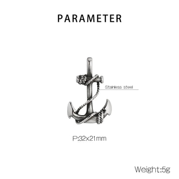 1 Piece 32*21mm 304 Stainless Steel Anchor Pendant Chain