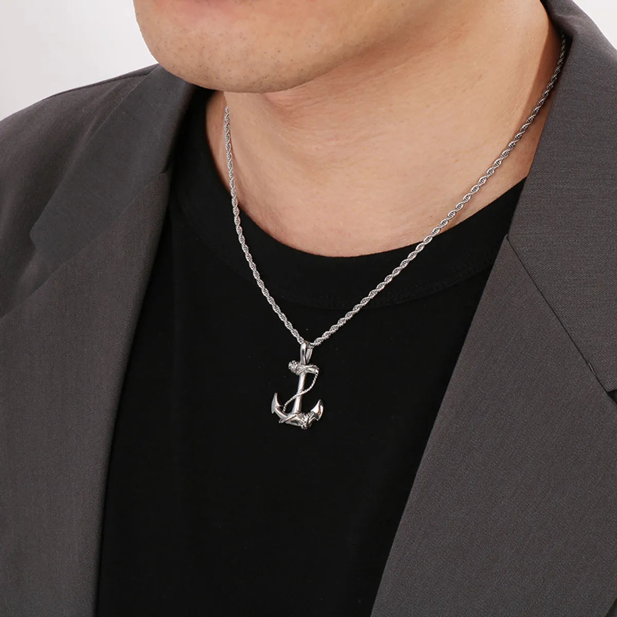 1 Piece 32*21mm 304 Stainless Steel Anchor Pendant Chain