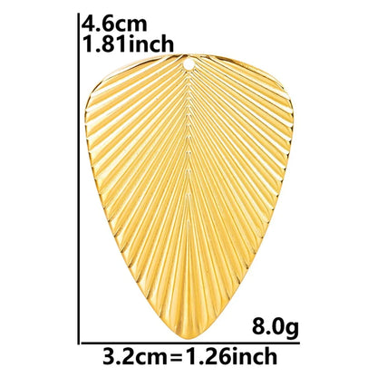 1 Piece 32*46mm Hole 1~1.9mm 304 Stainless Steel 18K Gold Plated Leaves Pendant